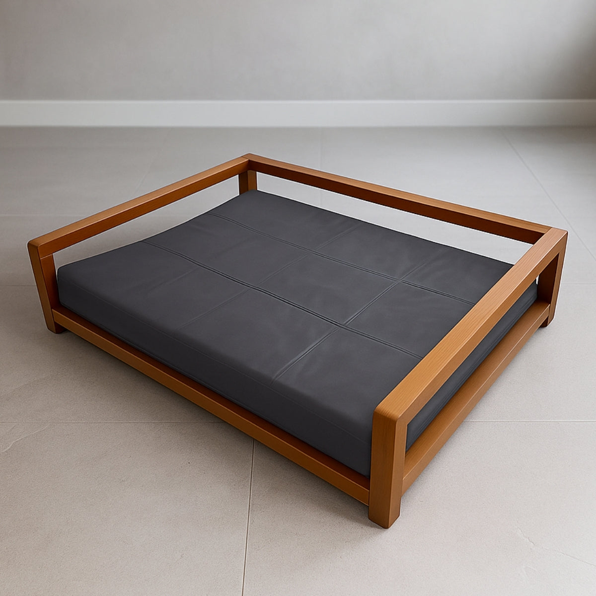 Cama Pet para Animais de Pequeno Porte Tecido Suede Base Madeira