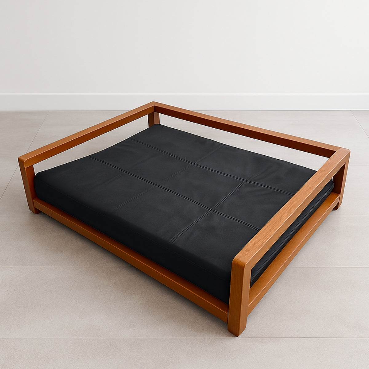Cama Pet para Animais de Pequeno Porte Tecido Suede Base Madeira