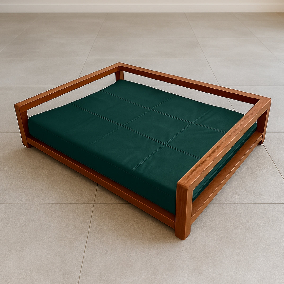 Cama Pet para Animais de Pequeno Porte Tecido Suede Base Madeira