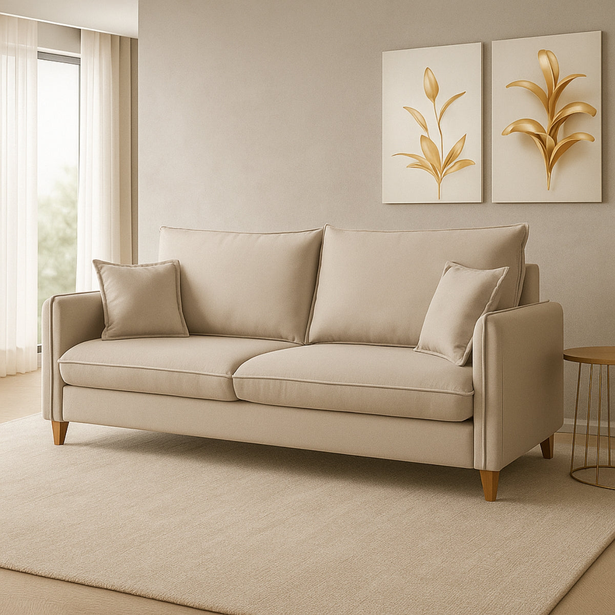 Sofá Living Córdoba Tecido Linho Cru 2,00M