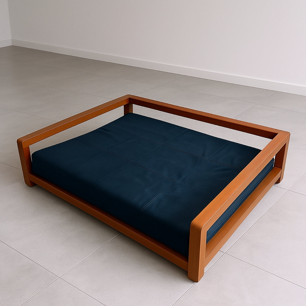 Cama Pet para Animais de Pequeno Porte Tecido Suede Base Madeira