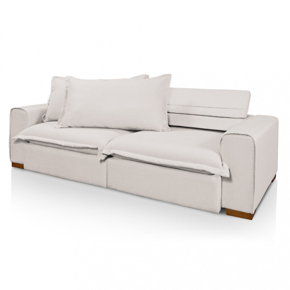 Sofá Retrátil Reclinável Verona c/ molas ensacadas no assento Tecido Linho