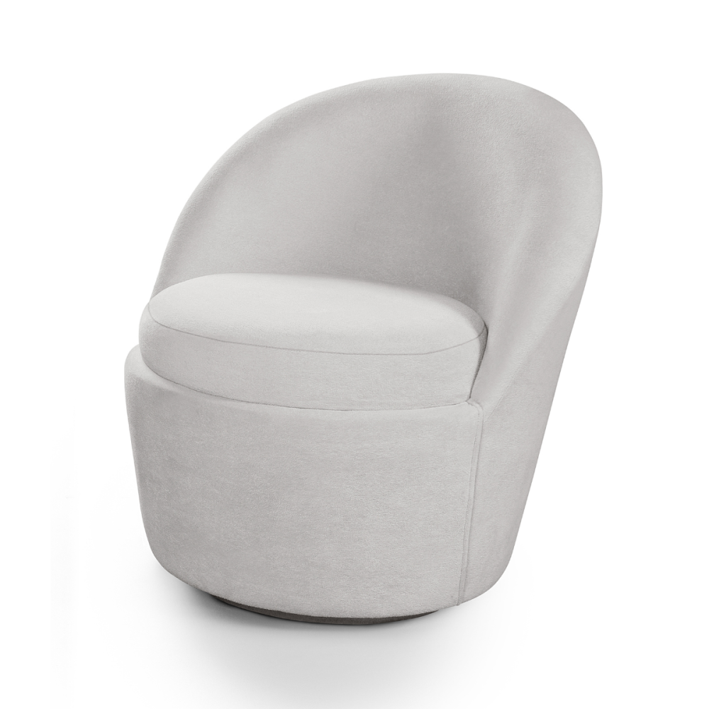 Poltrona Eduarda Tecido Bouclé Cinza Claro