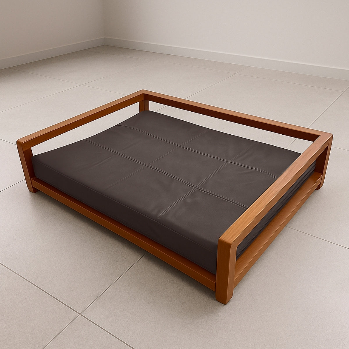 Cama Pet para Animais de Pequeno Porte Tecido Suede Base Madeira