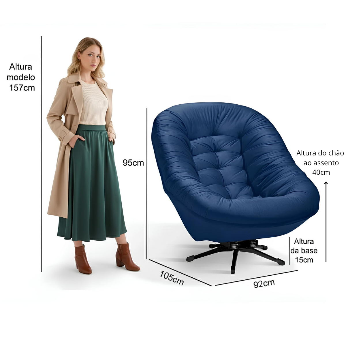 Poltrona Mônaco Tecido Suede