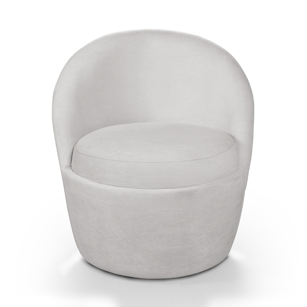 Poltrona Eduarda Tecido Bouclé Cinza Claro