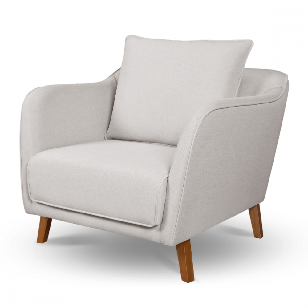 Poltrona Hórus Tecido Linho Cru