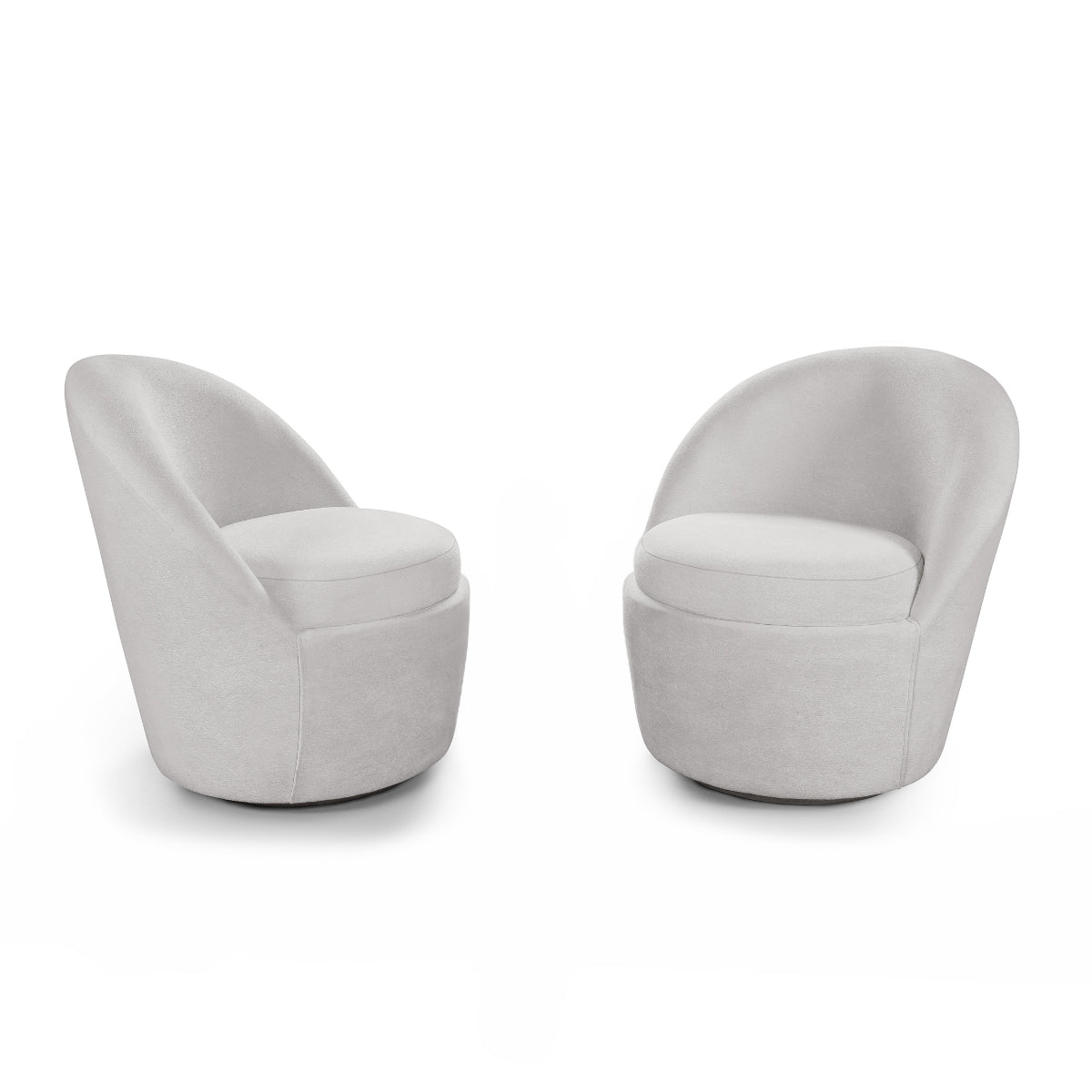 Conjunto de Poltronas Eduarda Giratória Tecido Bouclé Cinza Claro