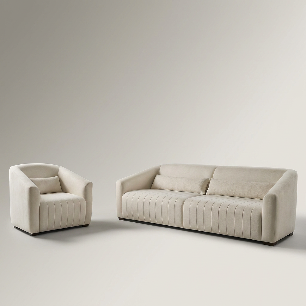 Conjunto Sofá Living Ísis e Uma Poltrona Tecido Acquablock e Pet Friendly