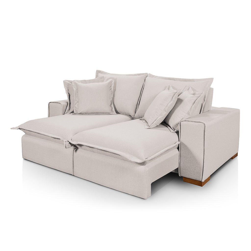 Sofá Retrátil Reclinável Verona c/ molas ensacadas no assento Tecido Linho