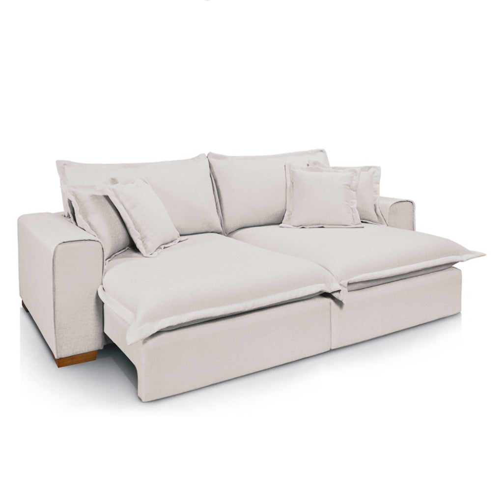 Sofá Retrátil Reclinável Verona c/ molas ensacadas no assento Tecido Linho