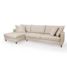 Sofá Living com Chaise Córdoba Tecido Linho Cru