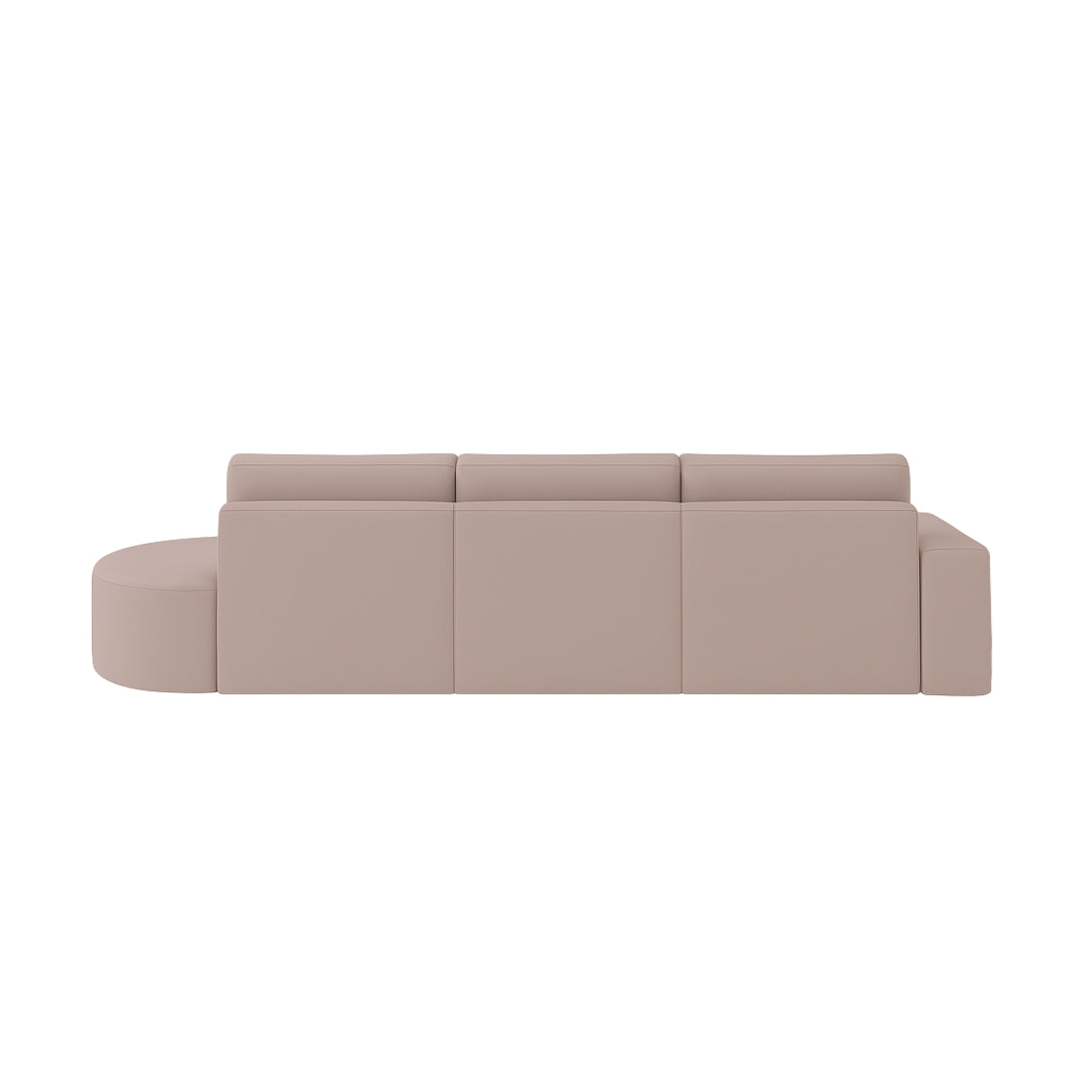 Sofá Living com Puff e Chaise 03 Lugares Luísa com Molas Ensacadas no Assento Tecido Bouclé Bege