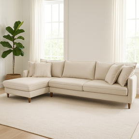Sofá Living com Chaise Córdoba Tecido Linho Cru