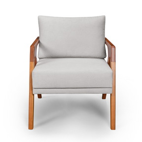 Conjunto de Poltronas Raphaela Tecido Bouclé Cinza Claro