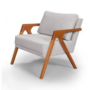 Conjunto de Poltronas Raphaela Tecido Bouclé Cinza Claro