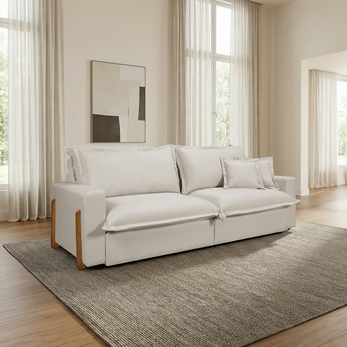 Sofá Retrátil Reclinável Davi com Molas Ensacadas no Assento Tecido Linho