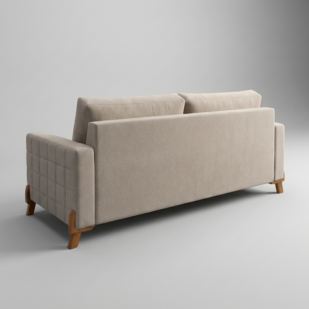 Conjunto Sofá Living Topázio e Duas Poltronas Tecido Linho Cru