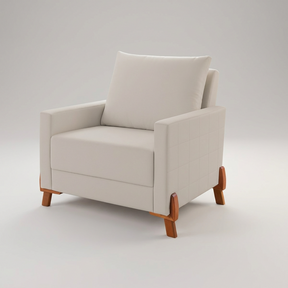 Conjunto Sofá Living Topázio e Duas Poltronas Tecido Linho Cru