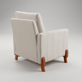 Conjunto Sofá Living Topázio e Duas Poltronas Tecido Linho Cru