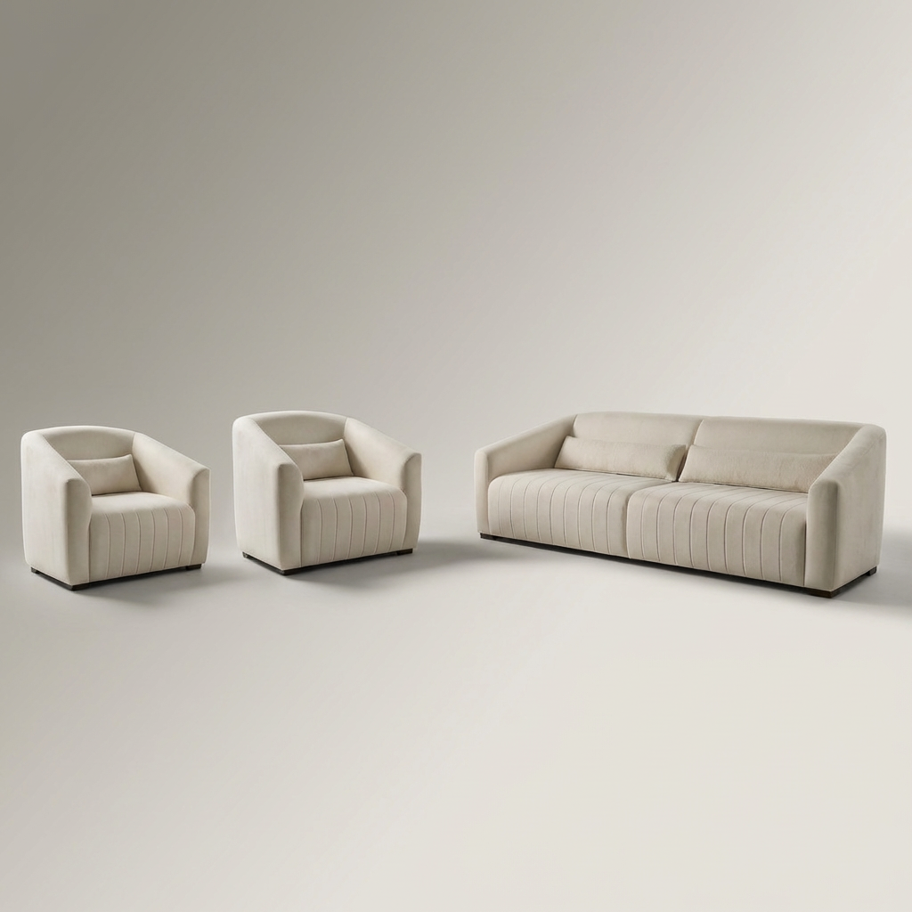 Conjunto Sofá Living Ísis e Duas Poltronas Tecido Acquablock e Pet Friendly