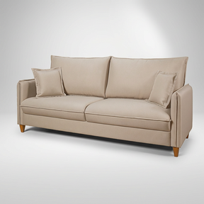 Conjunto Sofá Living Córdoba e Duas Poltronas Tecido Linho Cru
